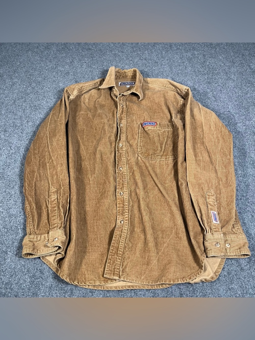 Vintage 90s Planet Mars Snickers Corduroy Shirt Xl Brown Promo Advertisement